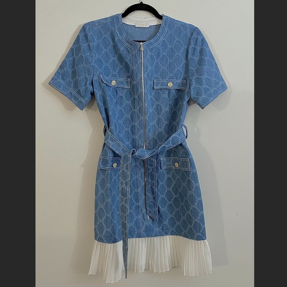 New Sandro Jacquard Denim Coat Dress 